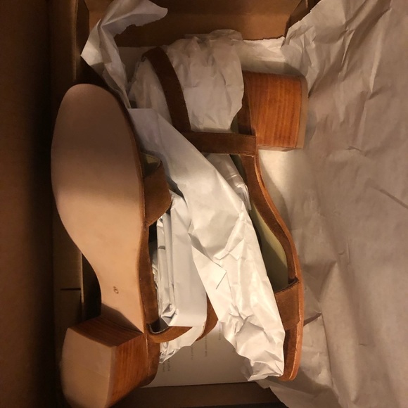 Nisolo Lucia block heel suede nutmeg sandal chunky - Picture 2 of 4